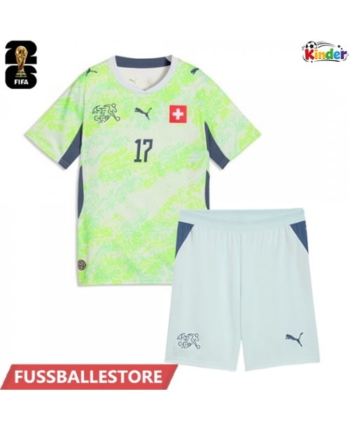 Günstige Schweiz Ruben Vargas #17 Auswärts Trikotsatzt Kinder WM 2026 Kurzarm (+ Kurze Hosen)